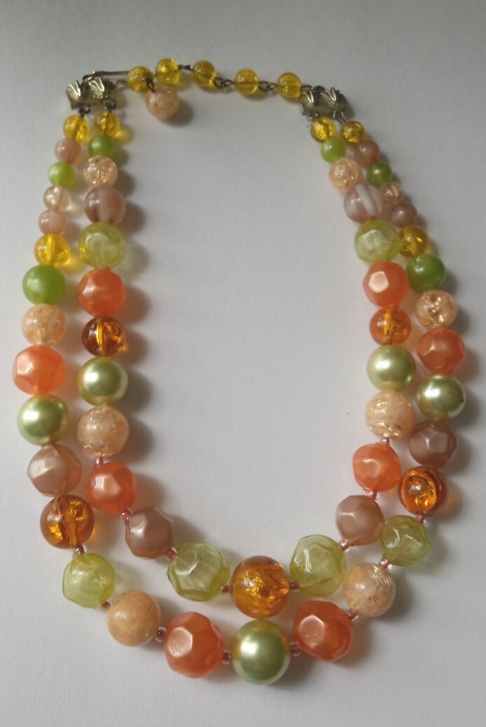 Vintage COLORFUL Beaded Necklaces Lot Of 5 KRAMER Coro Graduated Lucite MCM