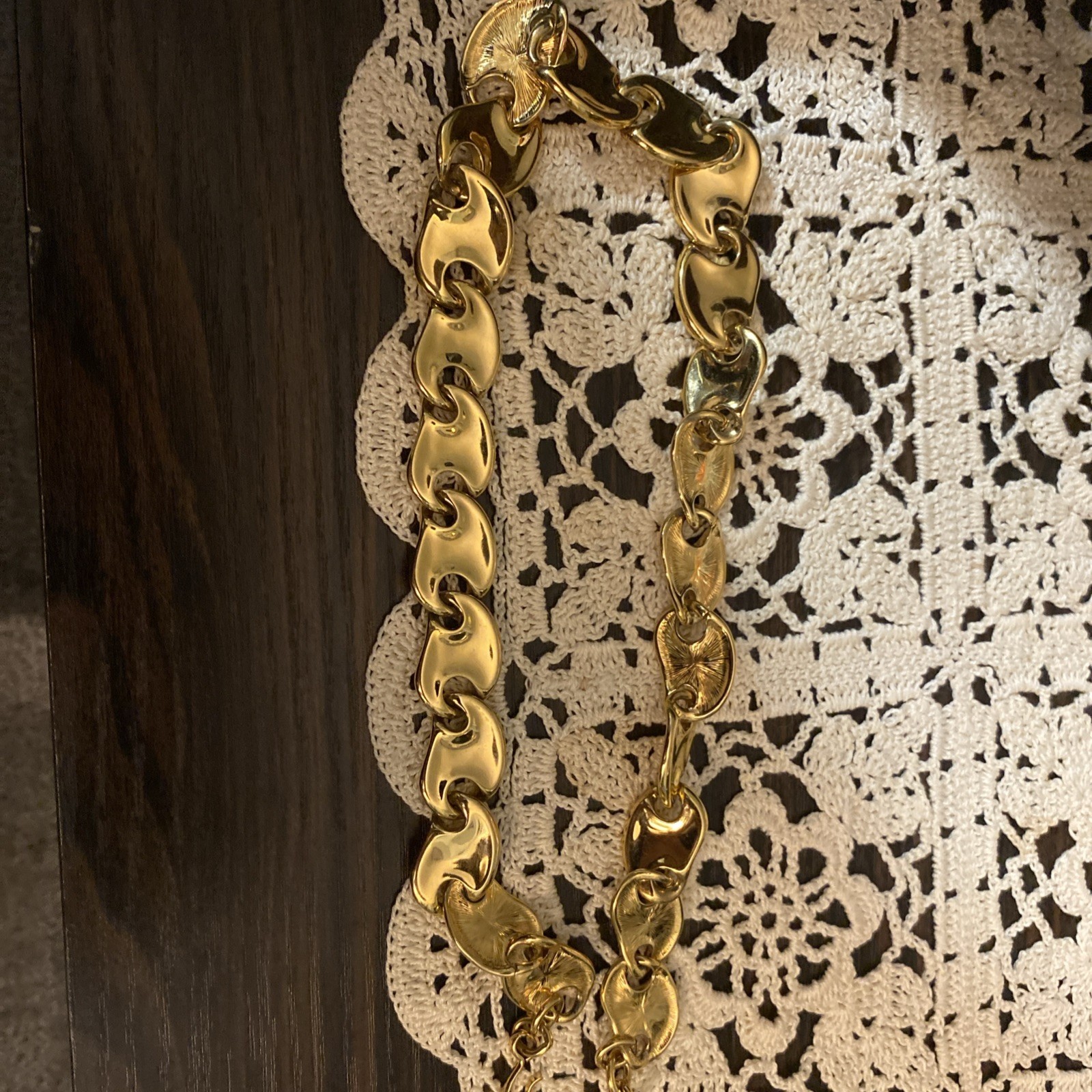 Vtg Monet Signed Gold Plate Panel Link Mariner Runway Glamour Statement Necklace