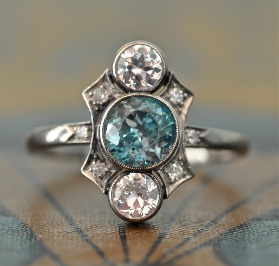 Art Deco Antique 2.80 Ct Aquamarine Vintage Engagement Ring 925 Sterling Silver