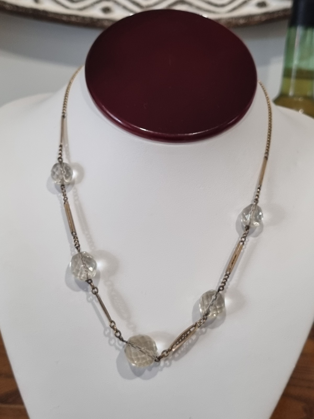 Antique 12k Rose Gold Filled 1930s Deco crystal ball faceted necklace See Video