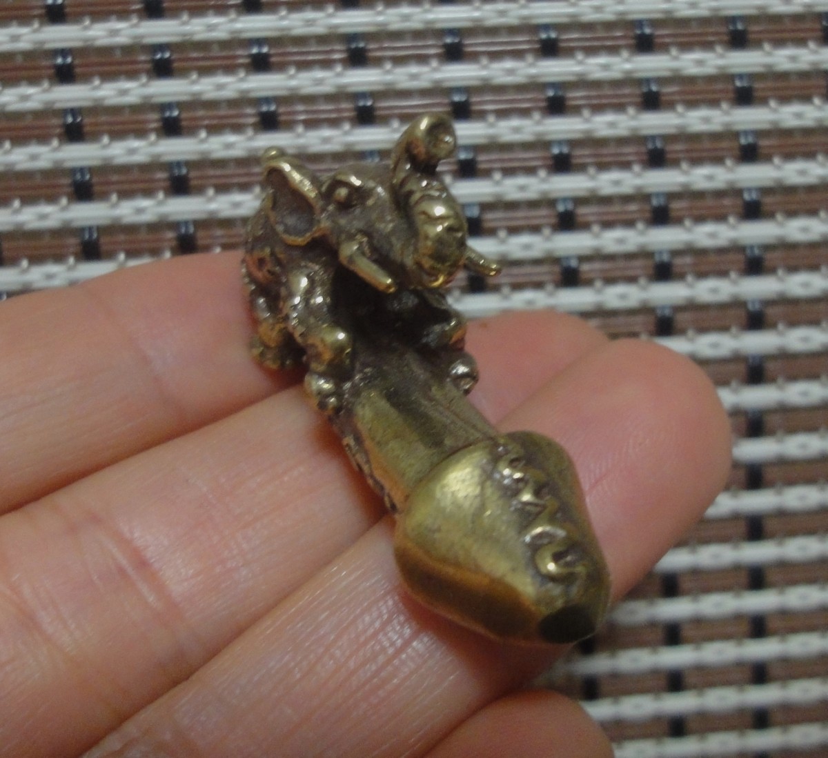 Vintage Solid Brass Elephant Figurine Pendant Charm for Bags and Keyrings