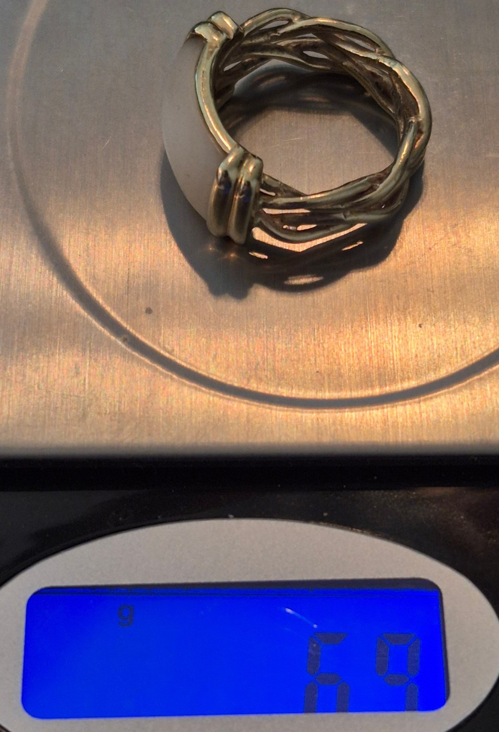 Vintage Custom Designed 14K Yellow Gold Natural Moonstone Ring Size 8 6.9 g.