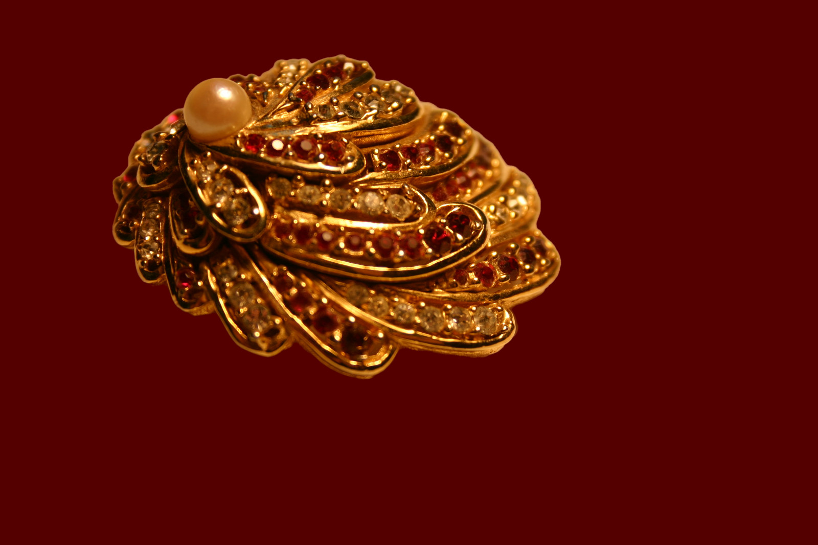 Vintage Boucher Signed Numbered Red and Clear Rhinestone Brooch