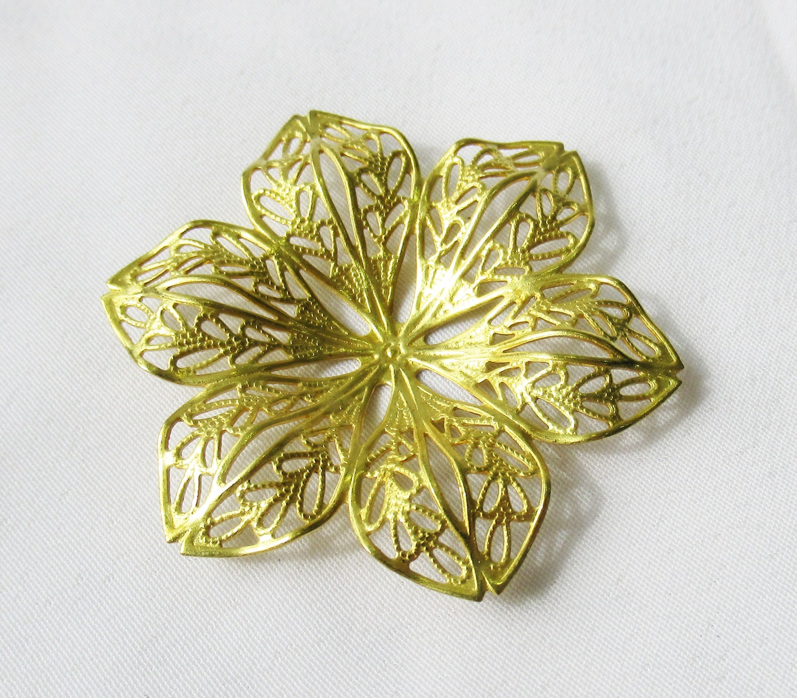 30pcs Petal Filigree 42mm Raw Brass Floral Stamping Findings