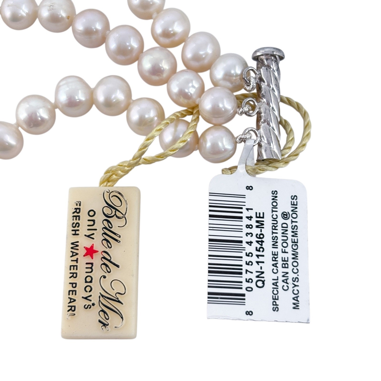 NWT Vintage Sterling Silver 925 Cream Rose Freshwater Pearl Necklace 18″