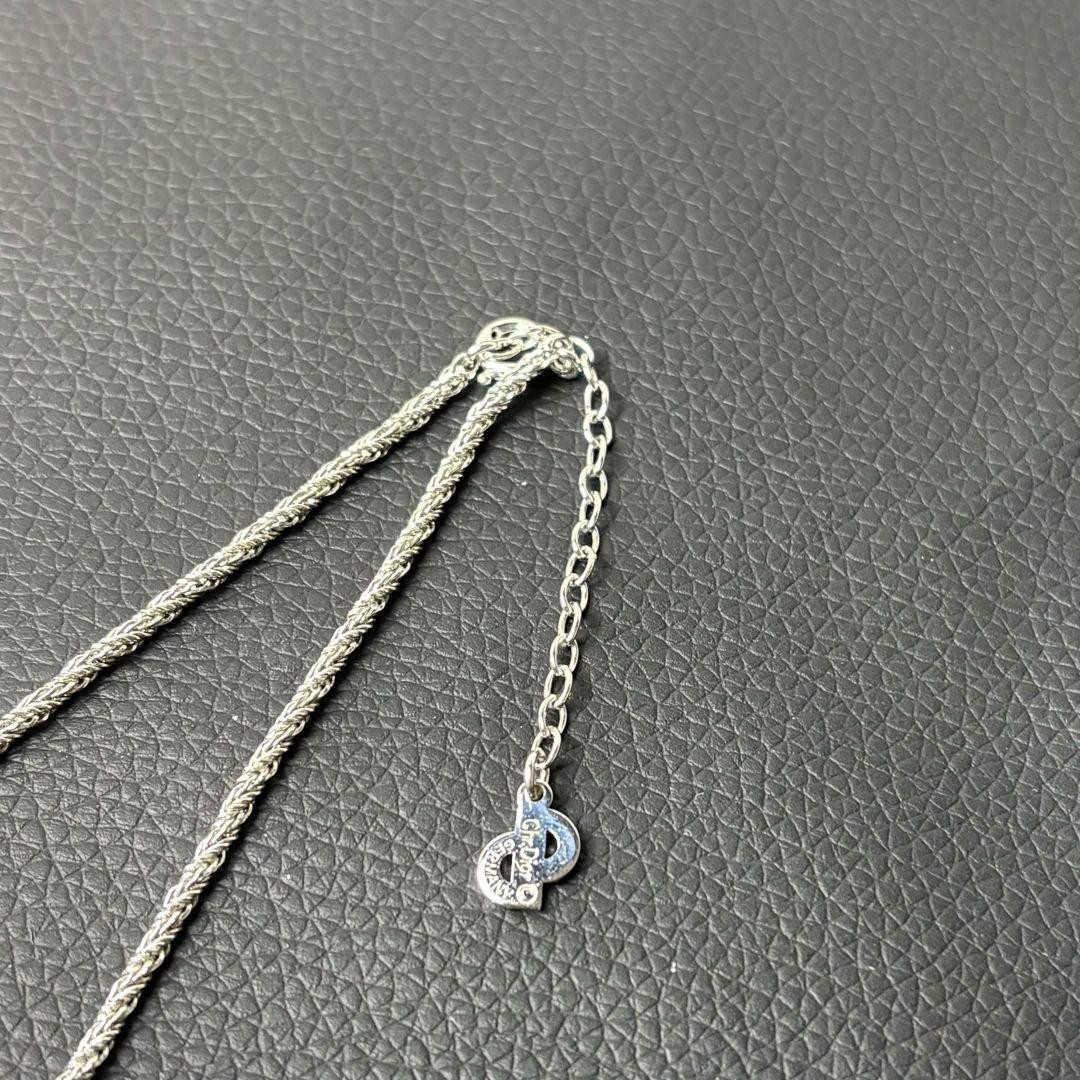 Christian Dior Green Stone Silver Necklace 44cm Vintage