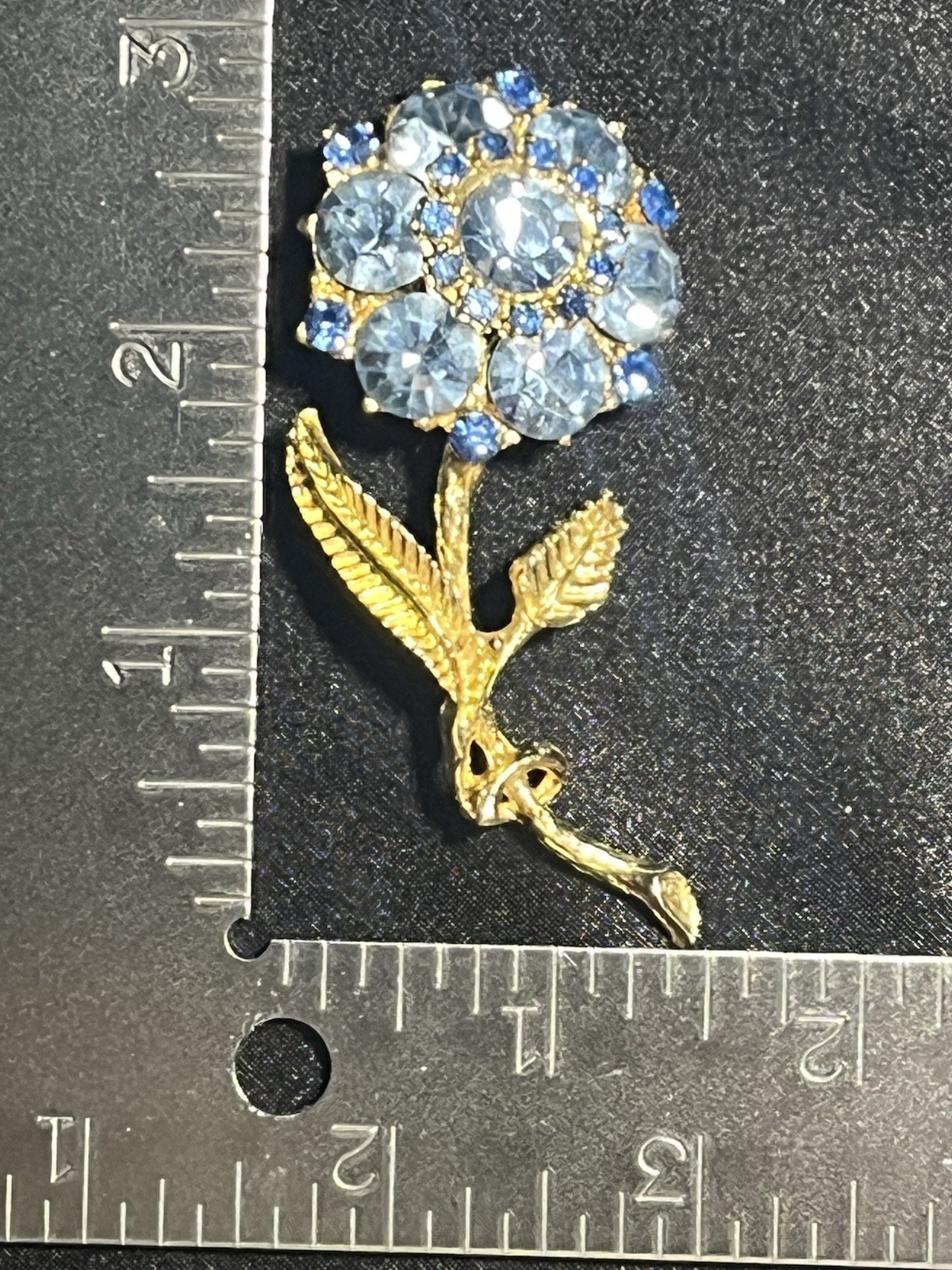 Vintage Edlee Blue Flower Brooch-Signed