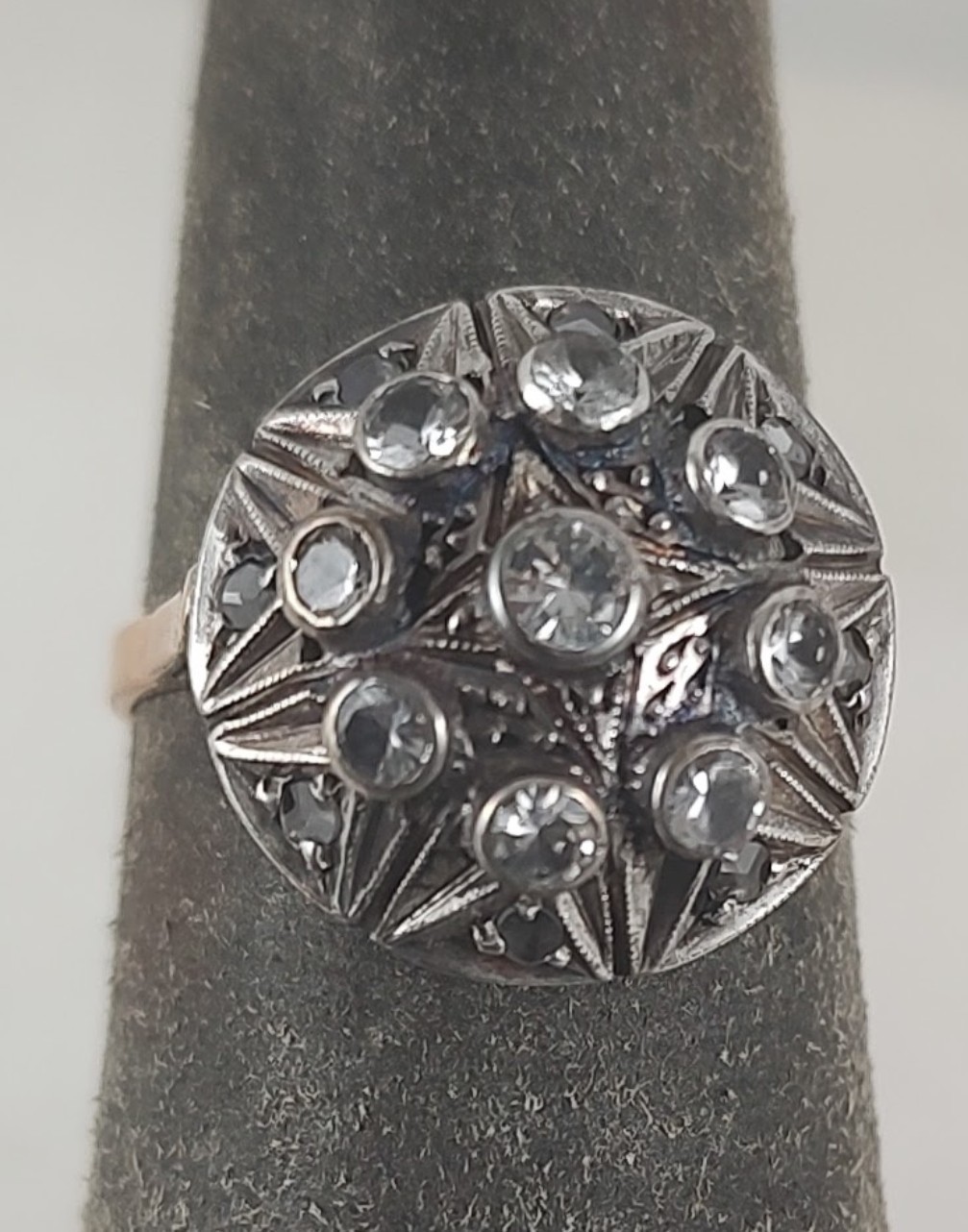 RARE Antique ESTATE 18K Band Sterling Top Spinel Stone Victorian Era Ring Sz 5.5