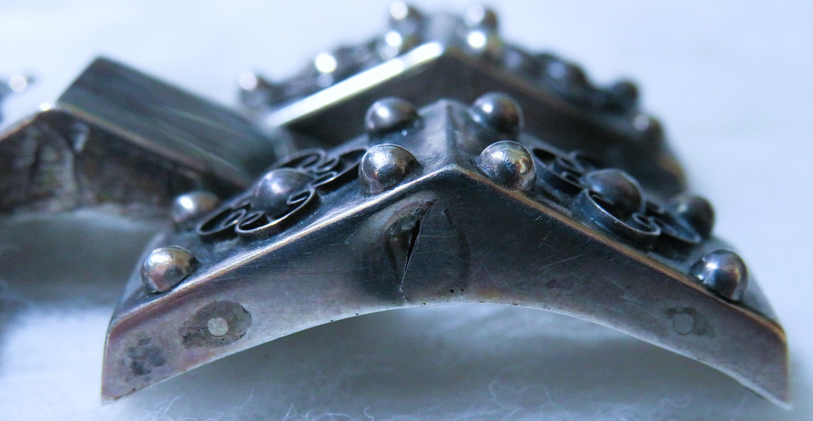2 Taxco, sterling silver panel Bracelets