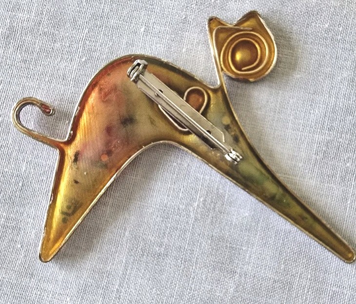 Yossi Steinberg Modernist Acrylic Resin Cat Brooch Whimsical Colorful Mixed…