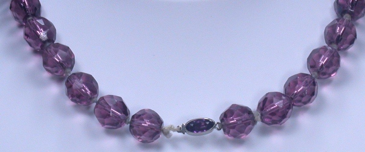 Art Deco Czech Amethyst Glass Bead Necklace