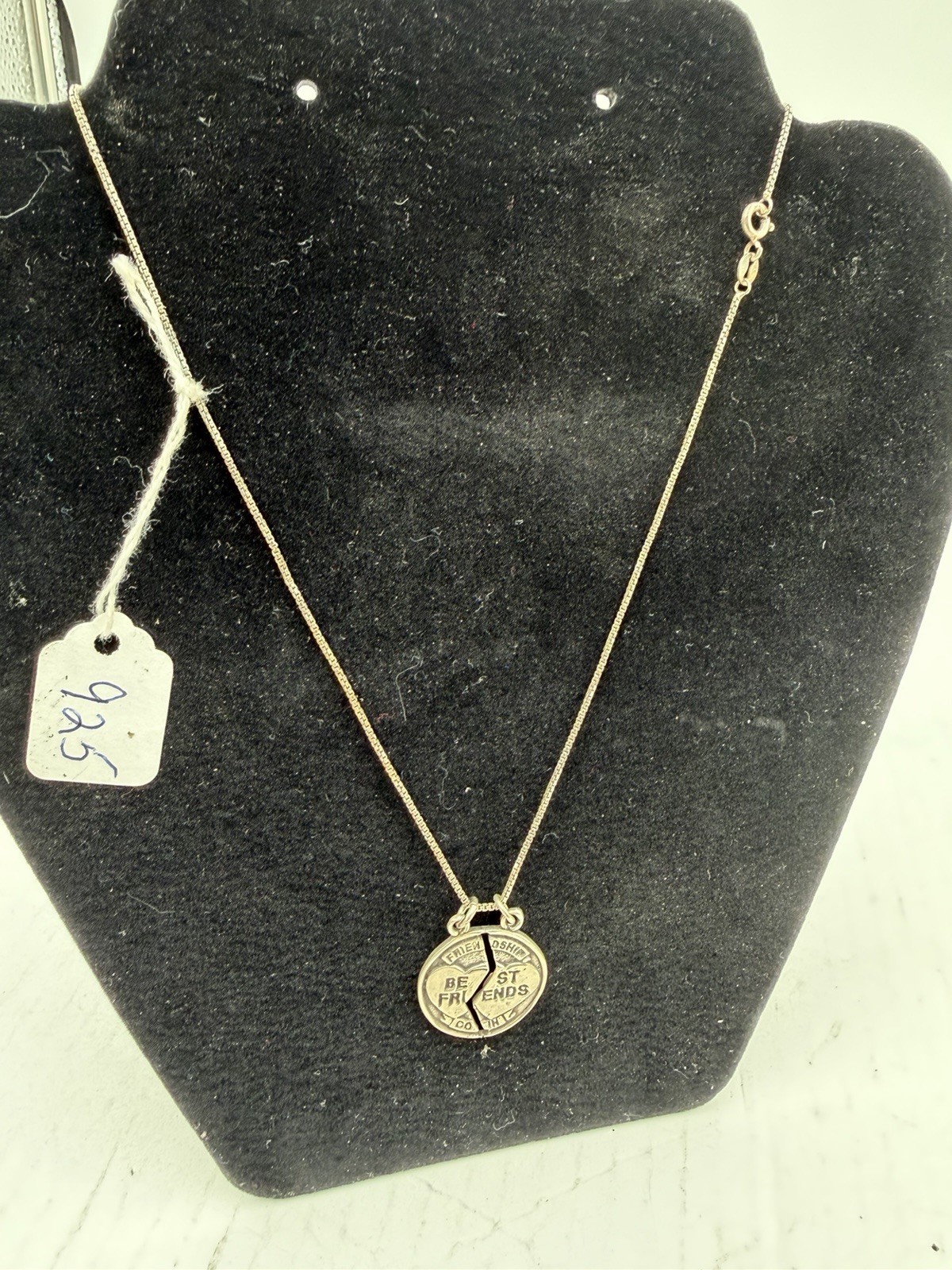 Best Friends Heartbreak Vintage 925 Sterling Silver Pendant 16” AGI Italy JB