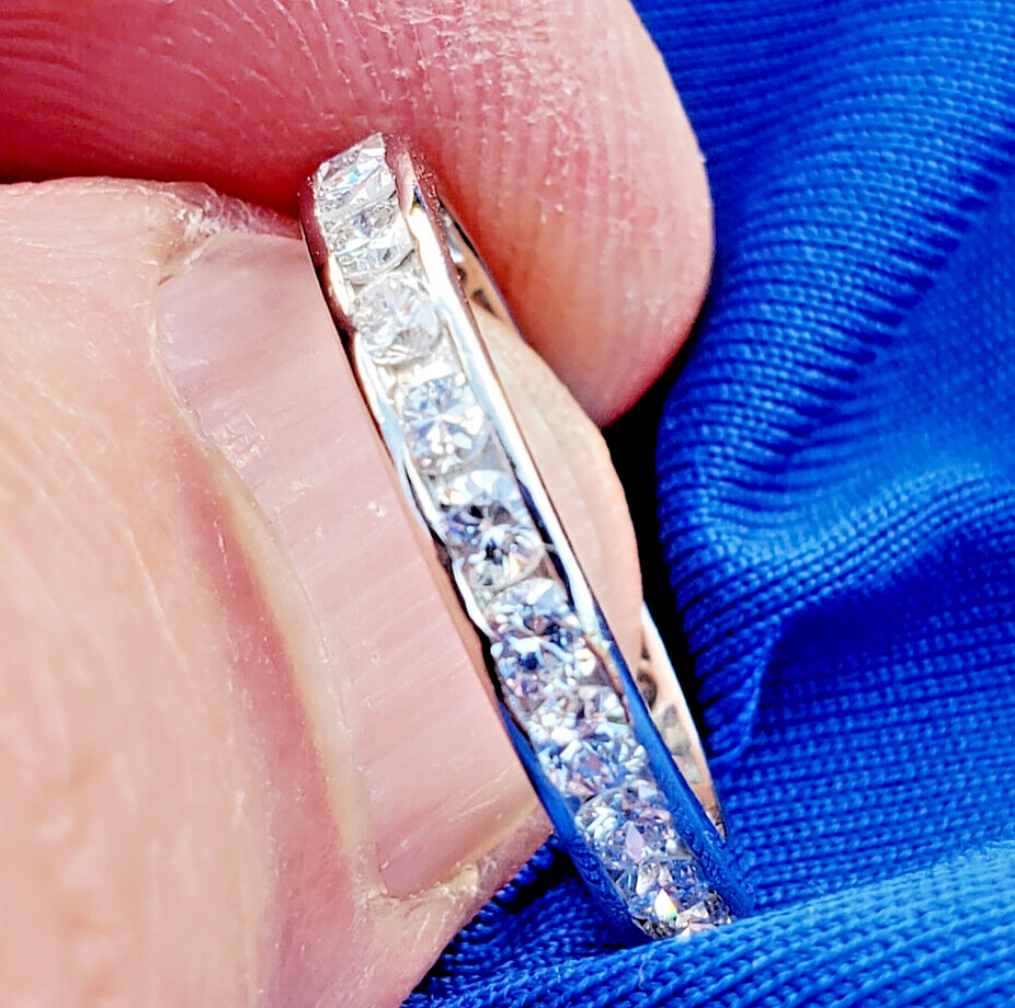 Original EARTH MINED DIAMOND Eternity Wedding Band Deco Style Anniversary Ring 6