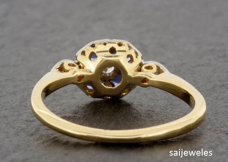1.10CT Round Cut Lab-Created Diamond Vintage Art Deco Ring 14K 2-Tone Gold Over