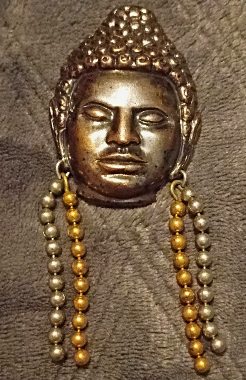 Rare Vtg Sterling Button Co. NY Repousse Buddha Pin Brooch