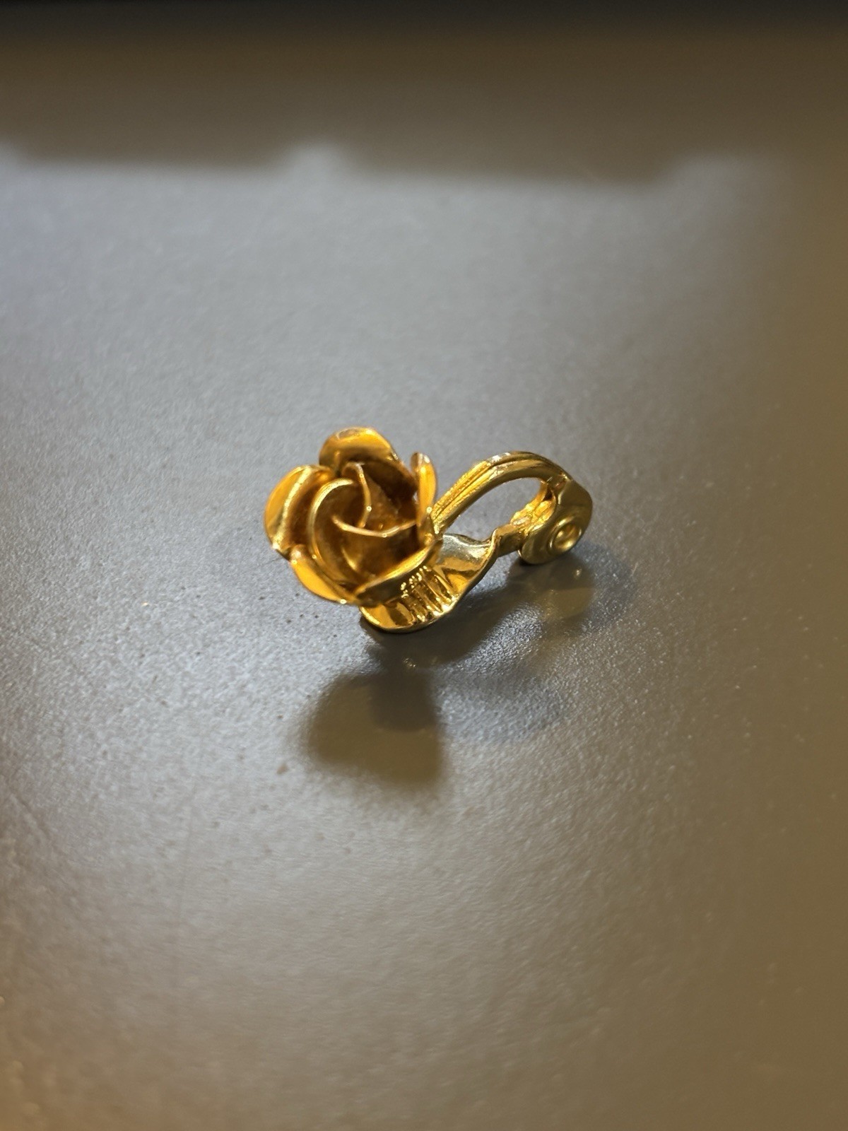 Vintage Monet Single Earring Replacement Gold Tone Clip On Dimensional Rose