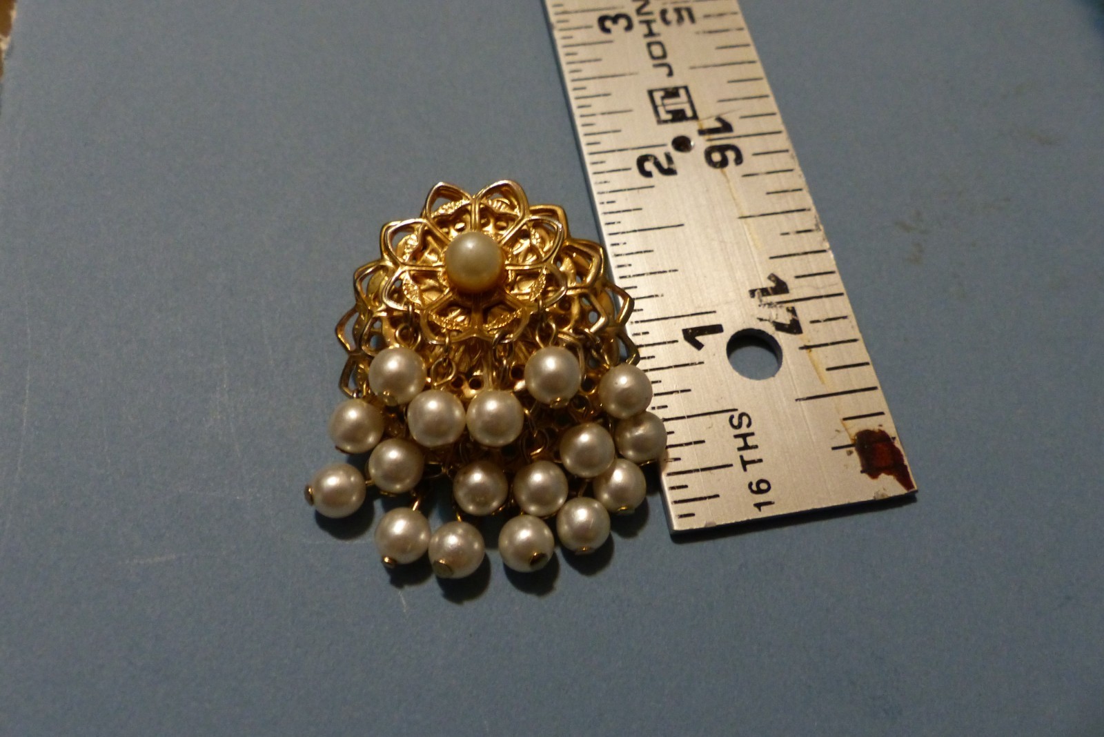 Vintage Goldtone Jhumka Faux Pearl Post Back Earings Traditional Indian