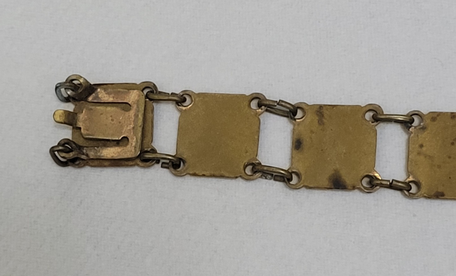 Paris France Souvenir Monuments Etched Enamel Link Brass Clasp Vintage Bracelet
