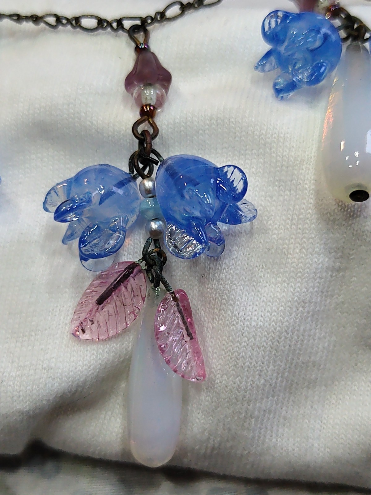 Glass Bead Pididdly Links Necklace. Vintage Jewelry. Blown Glass Jewelry.