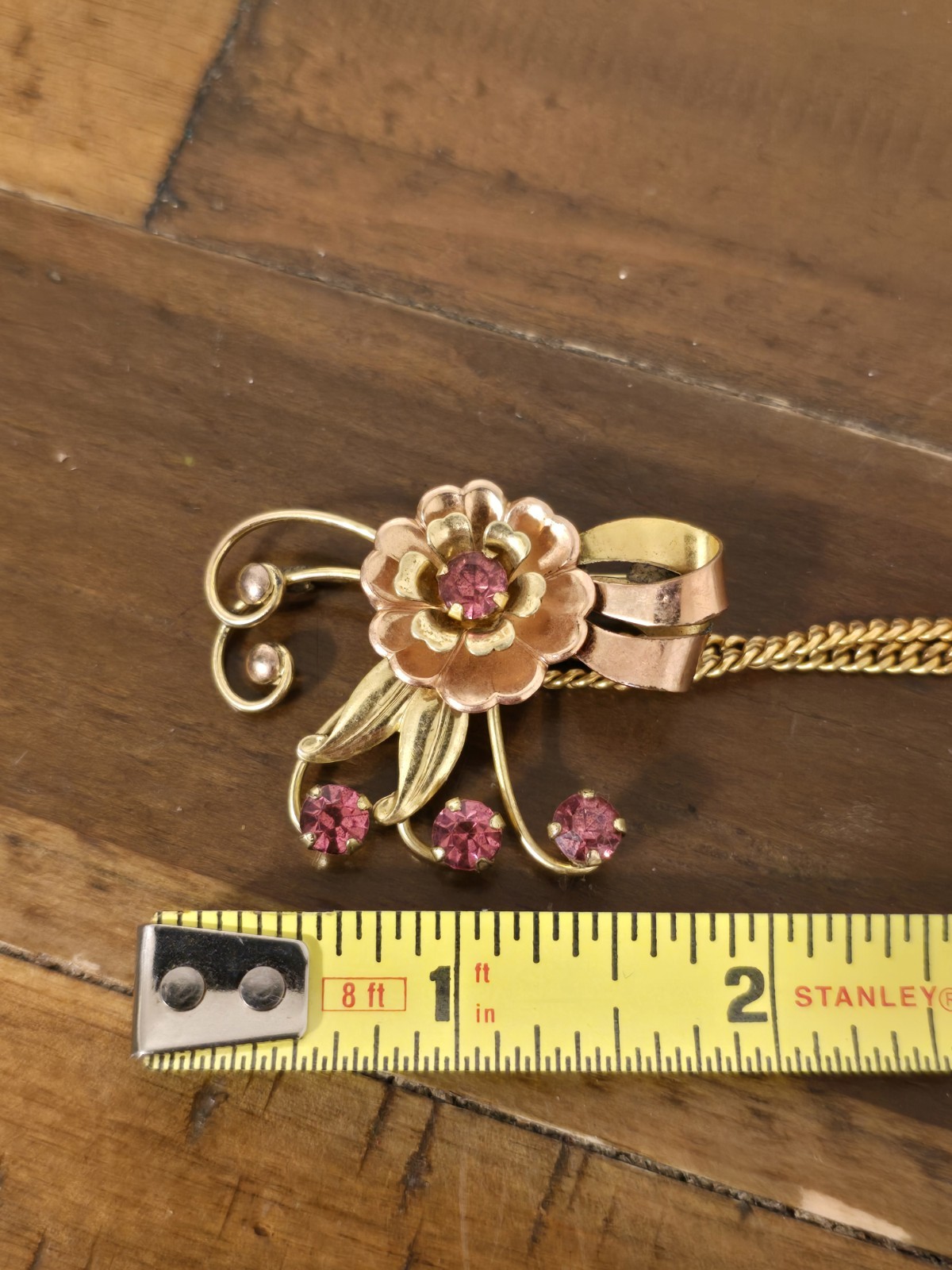 Vintage Harry Iskin 1/20th 12k GF Sweater Guard Pins Brooche Pink Setting 21.9 g