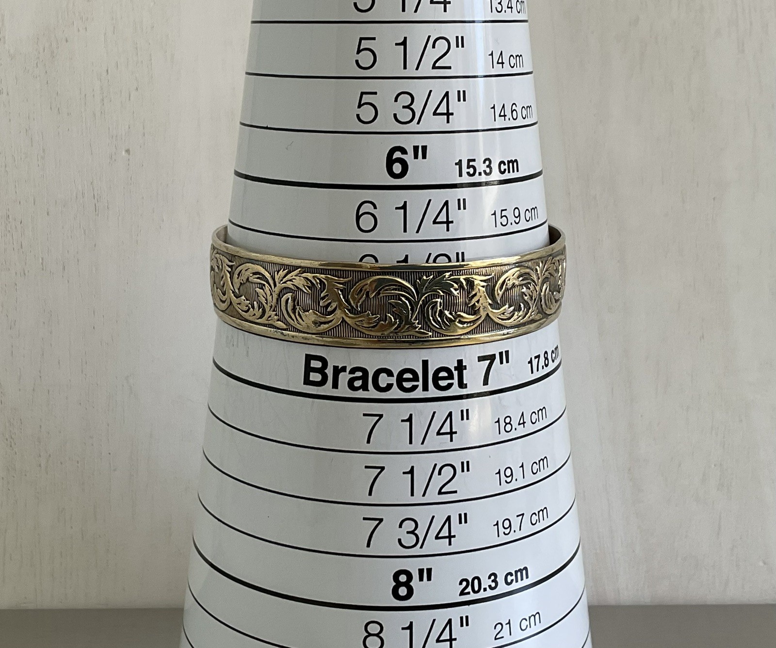 Vintage DANECRAFT Vermeil Sterling Cuff Bracelet Raised Leaf Vine Pattern 6.5″