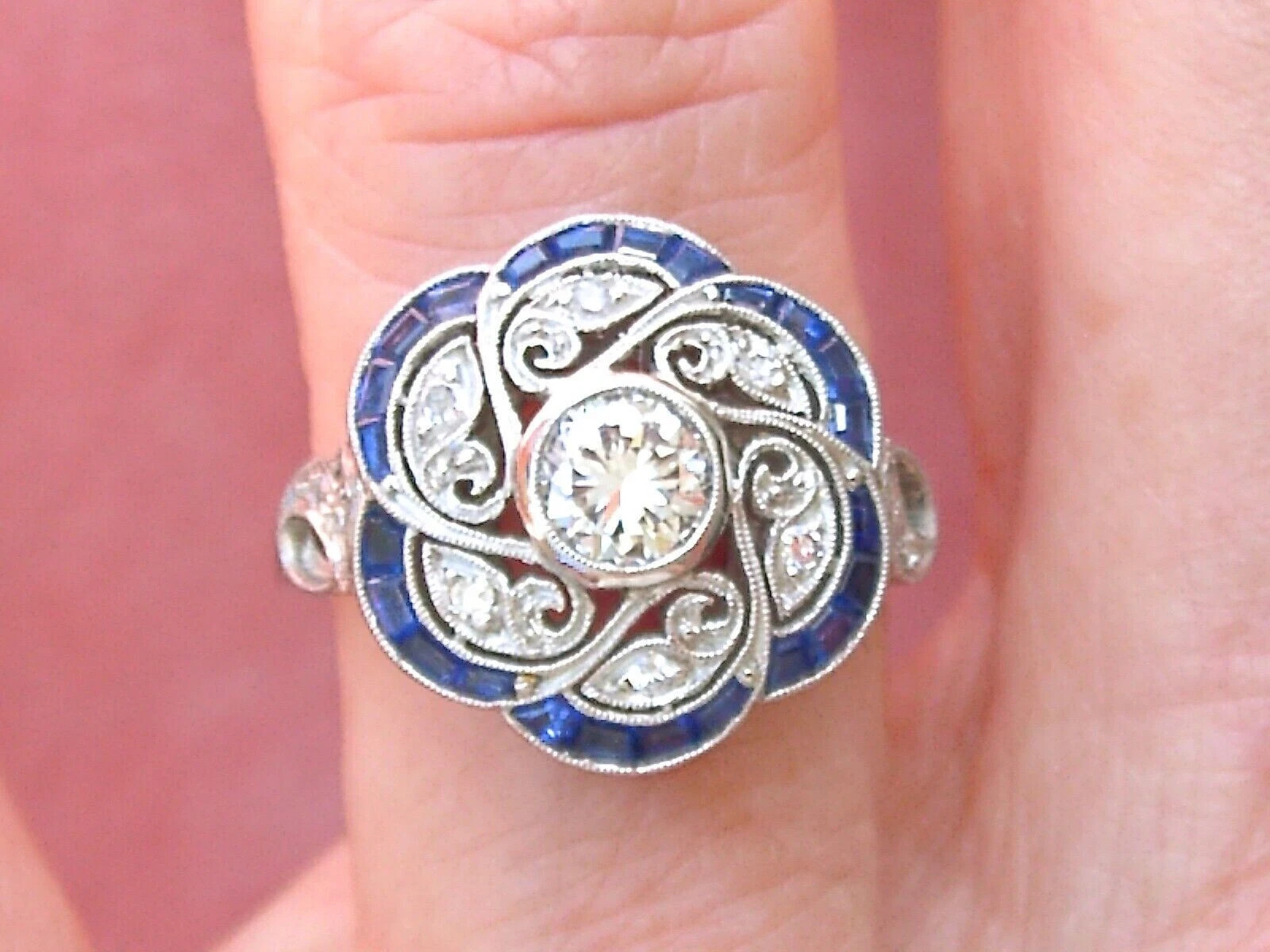 2.10CT Round Art Deco Style Swirl Lab Created Diamond Vintage Ring 925 Silver