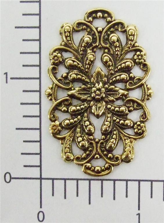 24403 Brass Oxidized Victorian Oval Filigree Jewelry Finding