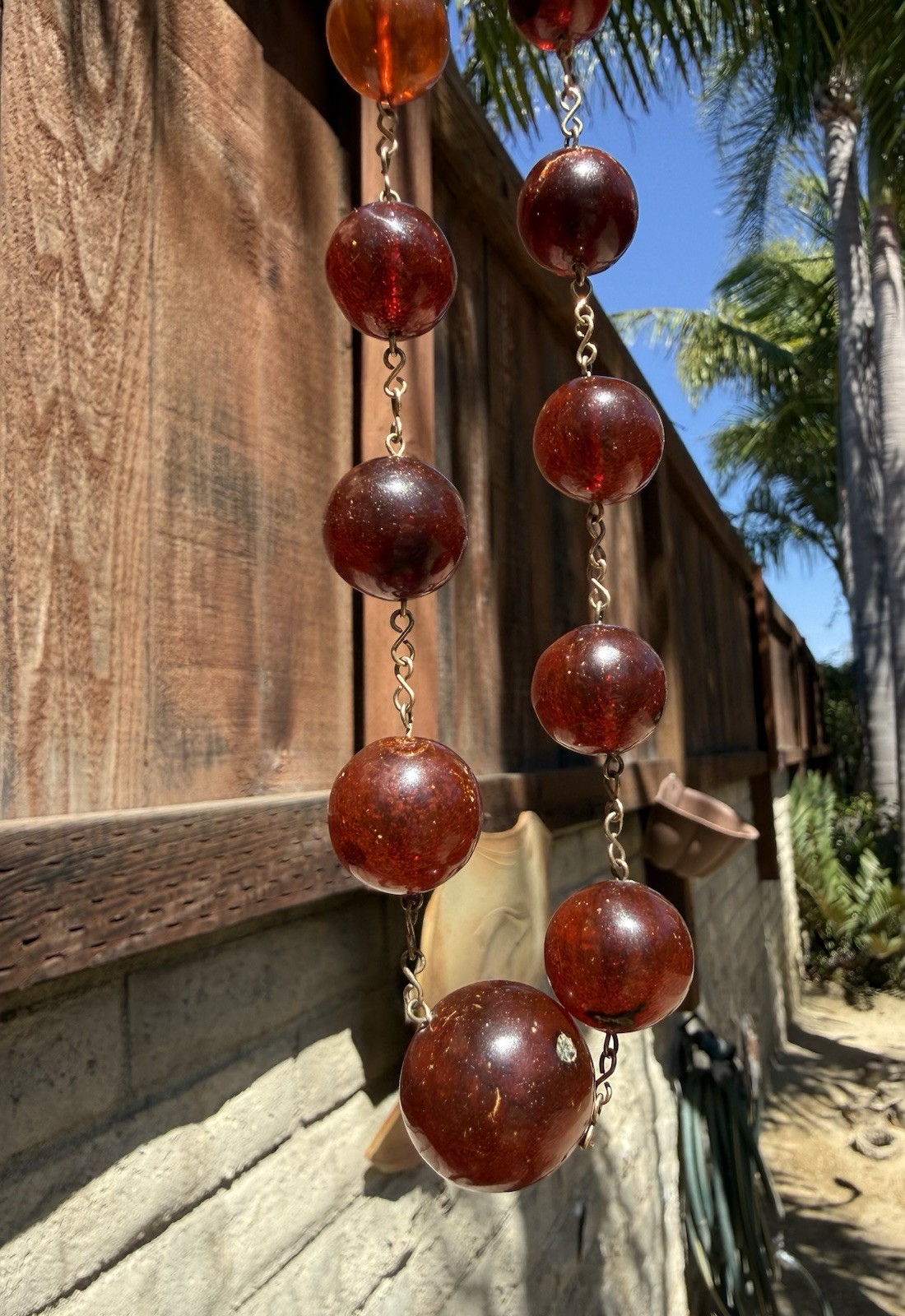 Vintage Catalin Cherry Amber Graduated Bead Necklace 27” 44g Original Hook Clasp