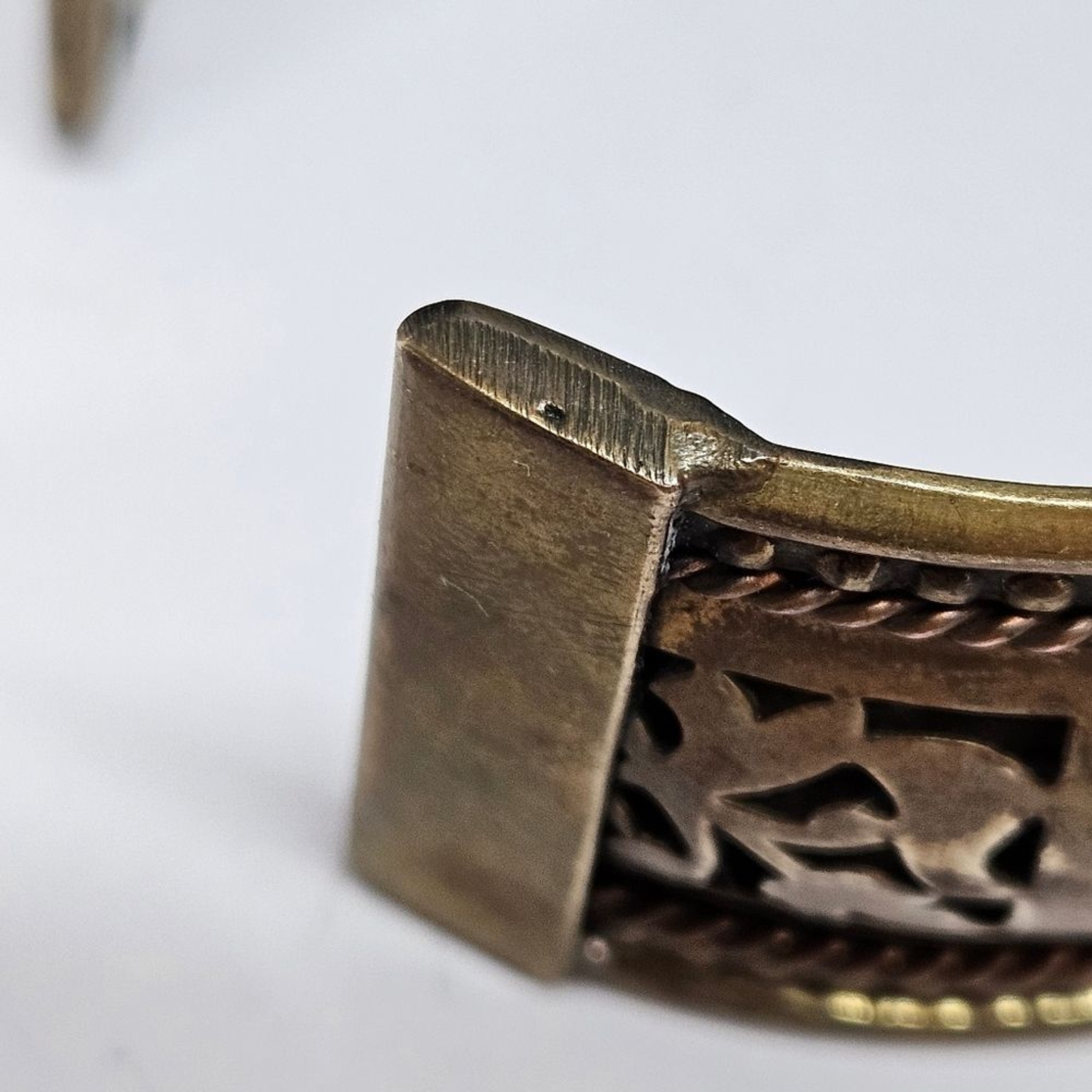 VINTAGE Pierced Metal Filigree Cuff Bracelet Made in India