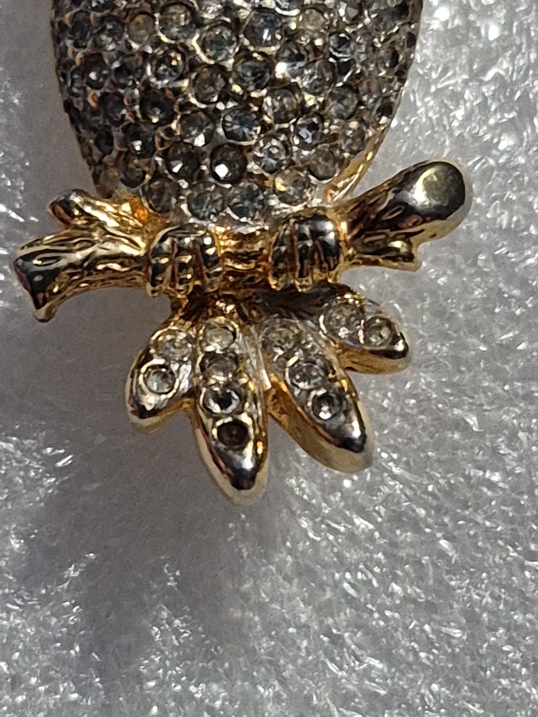 Vtg Owl Green Cabochon & Clear Rhinestone Goldtone Brooch/Pin-2 Stones Missing
