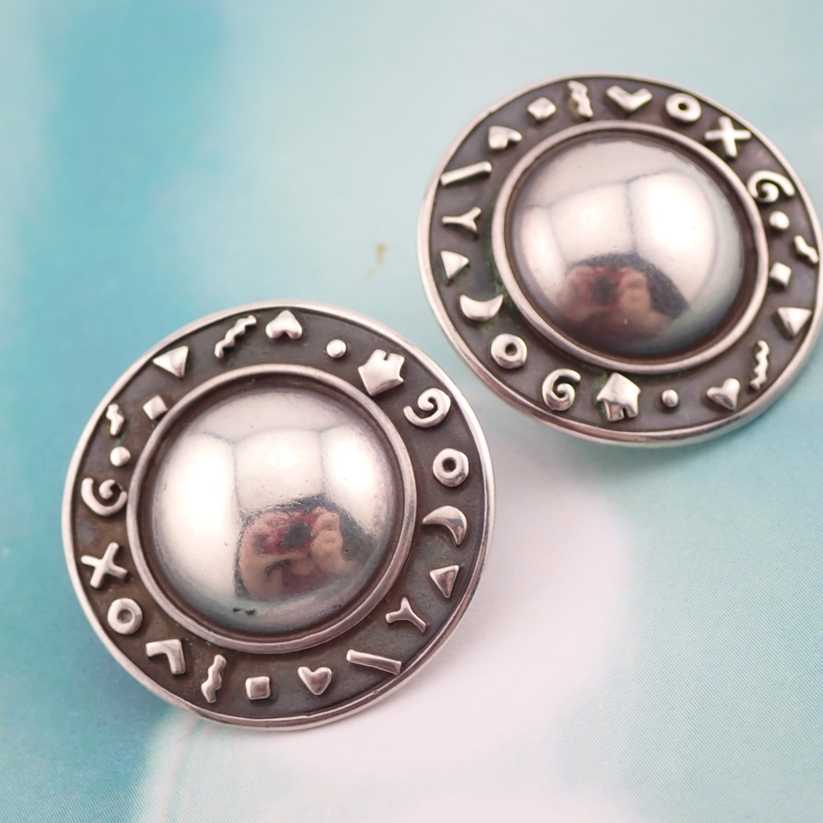 Vintage 1993 Roberta Williamson Sterling Silver Dome Pierced Earrings 10.9 grams