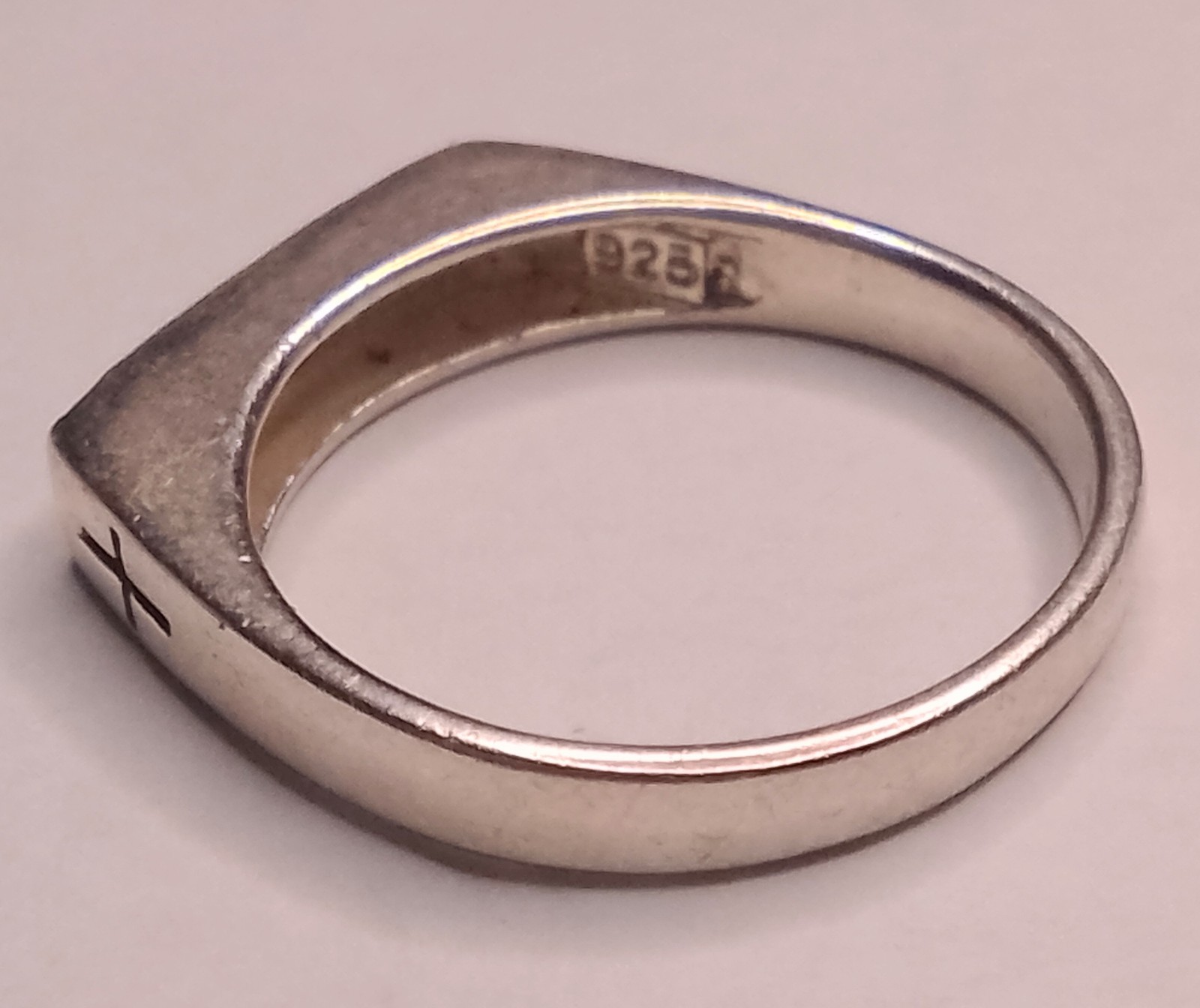 Vintage 925 Sterling Silver Peace Ring Cross Signet Band Sz 7.75 Boho Religious