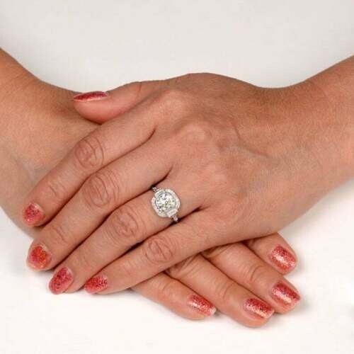 3.10 Ct Lab-Created White Diamond Art Deco Vintage Style Wedding Ring 925 Silver