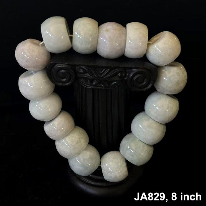 Natural Burmese Jade Jadeite Beads Bracelet Elastic, Width 18 mm