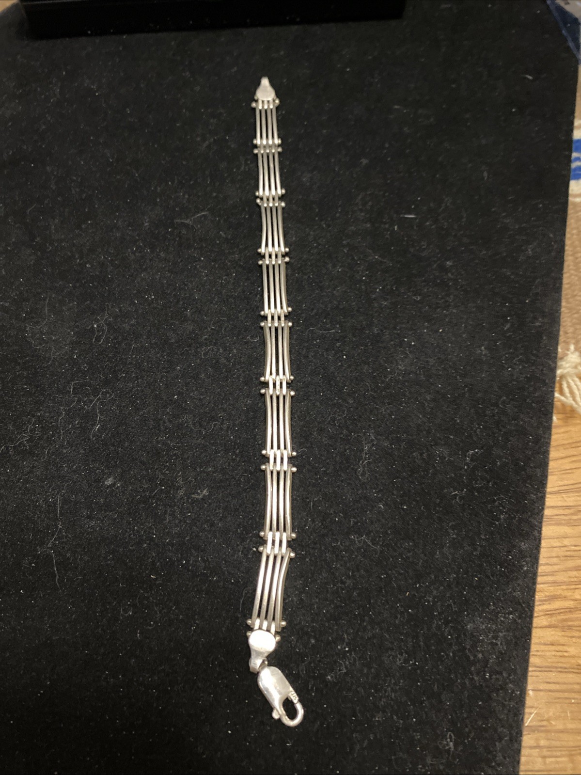 Vintage .925 Sterling Silver Bar Link Bracelet Unisex 7.5” 14.53g