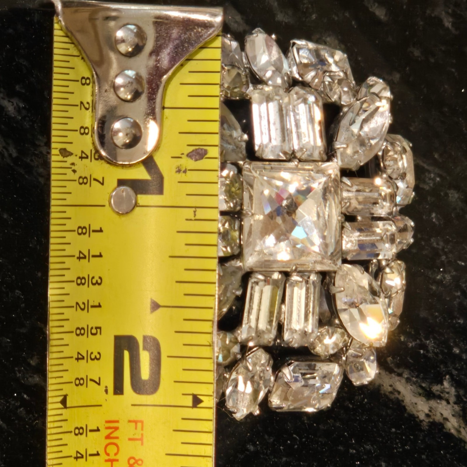Vintage Kramer of New York Rhinestone Brooch Glamorous large Crystal Pin MCM 2″