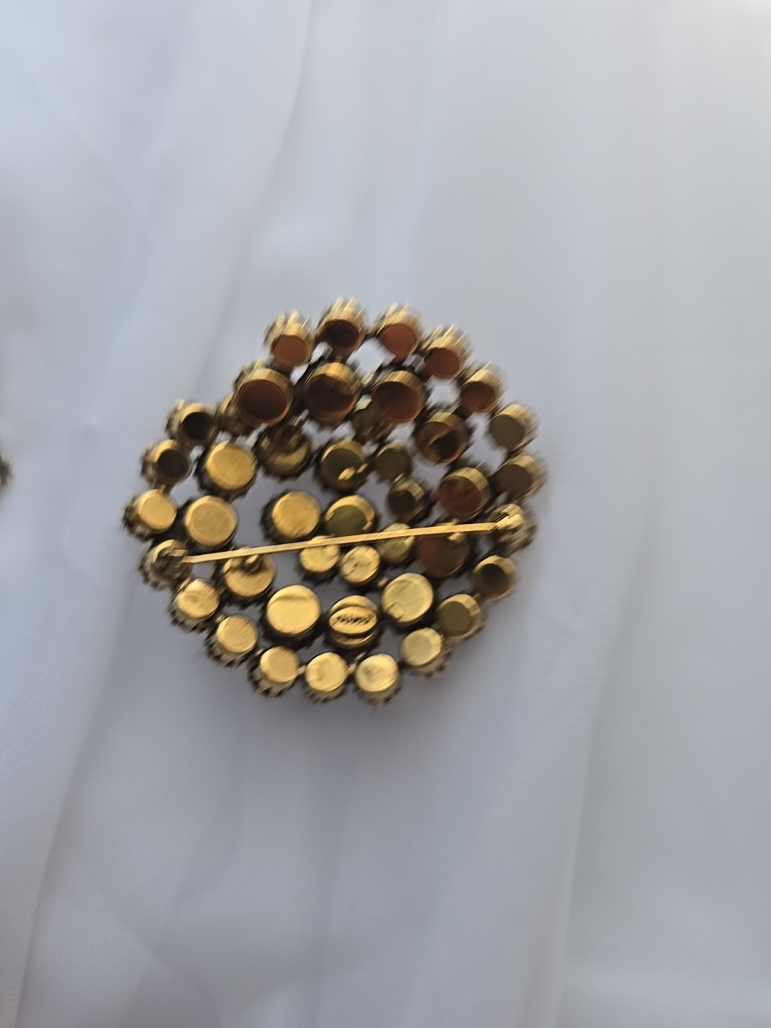 1950’s Kramer Rhinestone Set Pin Bracelet & Earrings Gray & Brown Stones