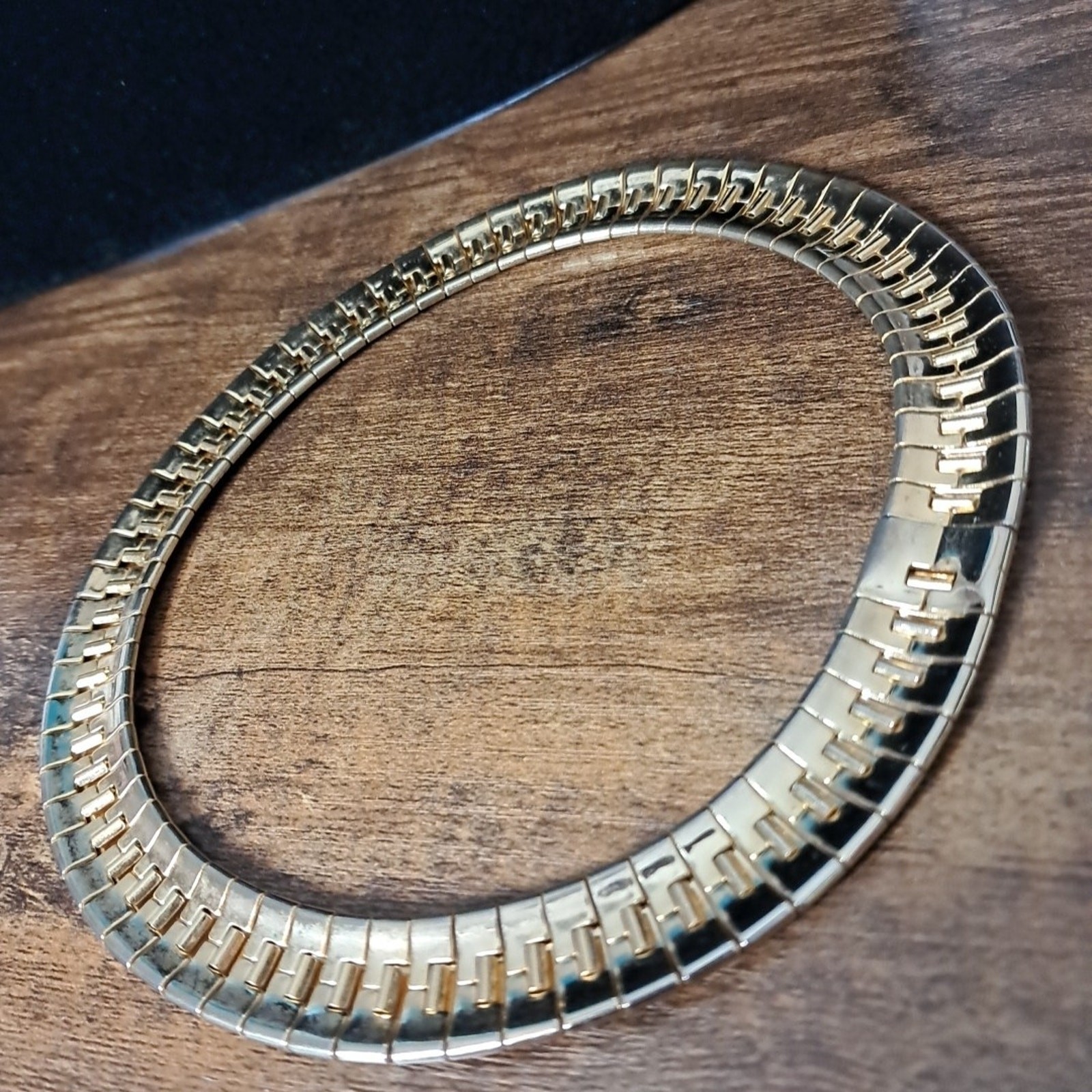 Vintage Cleopatra Style Bar Link Flexible Collar Necklace Choker Gold Tone