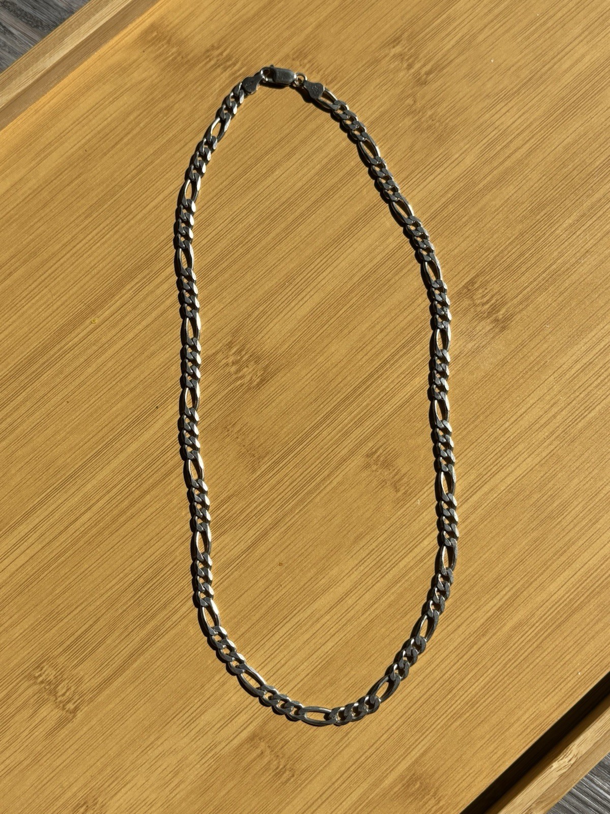 Vintage Sterling Silver Figaro Chain Necklace 20″ 6mm- 23.23 Grams Made In Italy