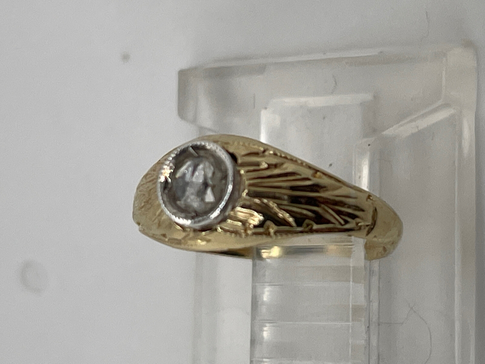 Vintage 14k Yellow Gold .06 Ct Rose Cut Diamond Baby Ring Size 1/2 – 1.4 Grams