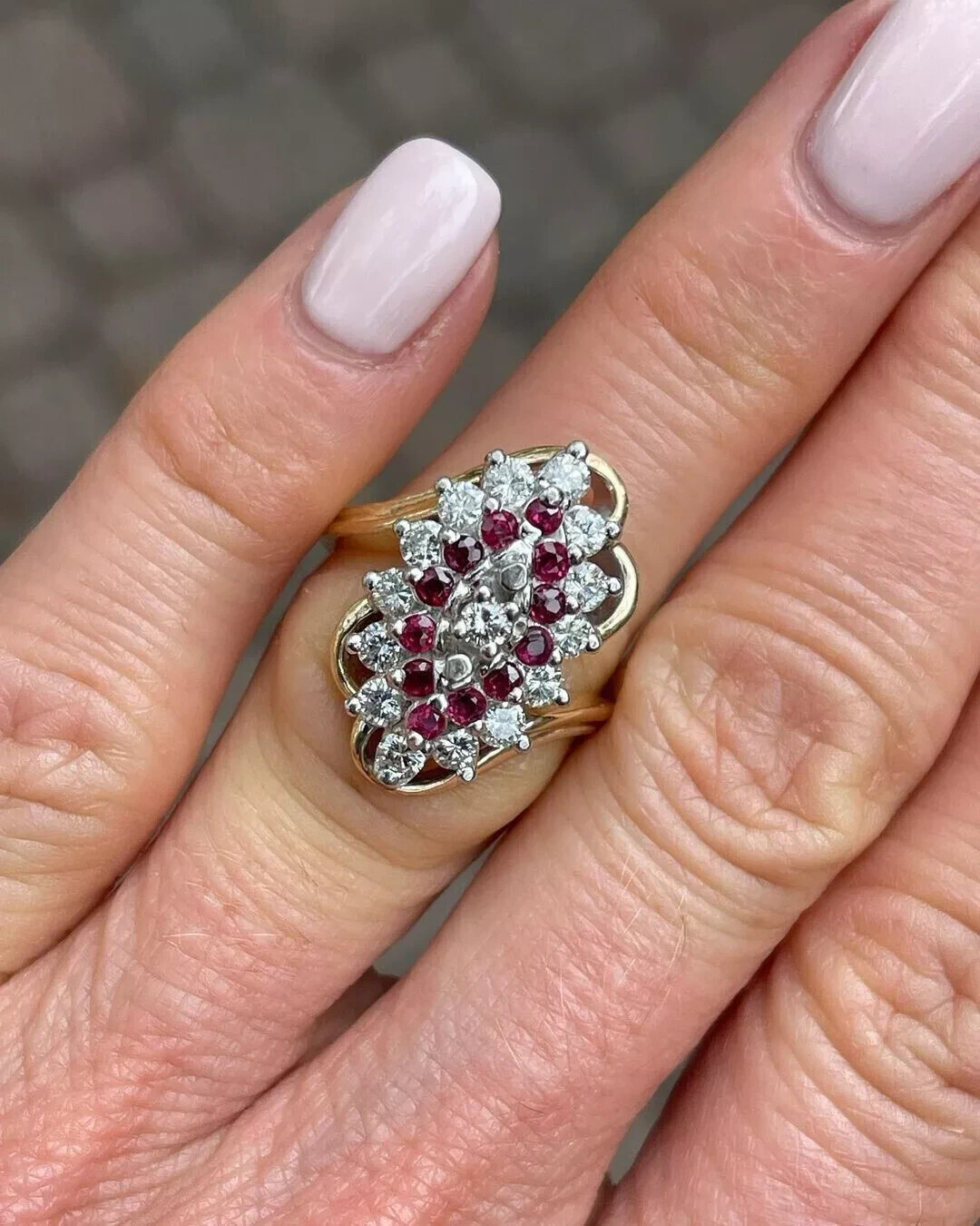 2Ct Art Deco Style Lab Created Diamond & Ruby Cocktail Wedding 14K Gold FN Ring