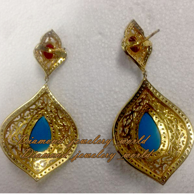 Amazing 2.65ctw Rose Cut Diamond Gemstone Studded Silver Vintage Earring Jewelry