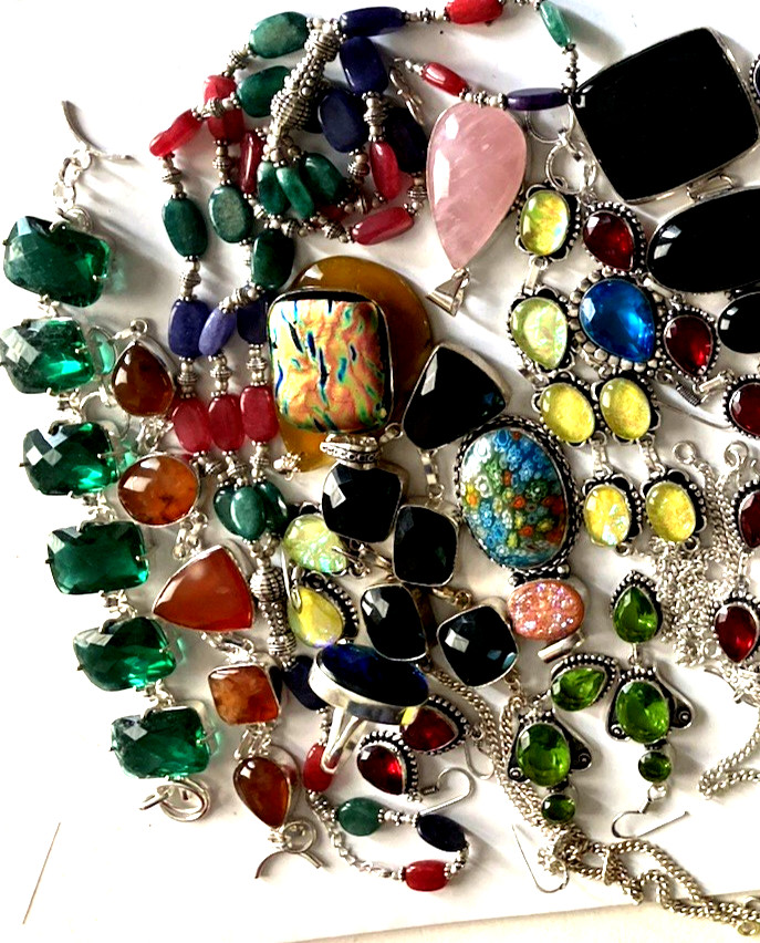 :Mystery ??? bag of Semi precious Gemstone Jewelry Worth $$$ BUY 2 GET 1 FREE
