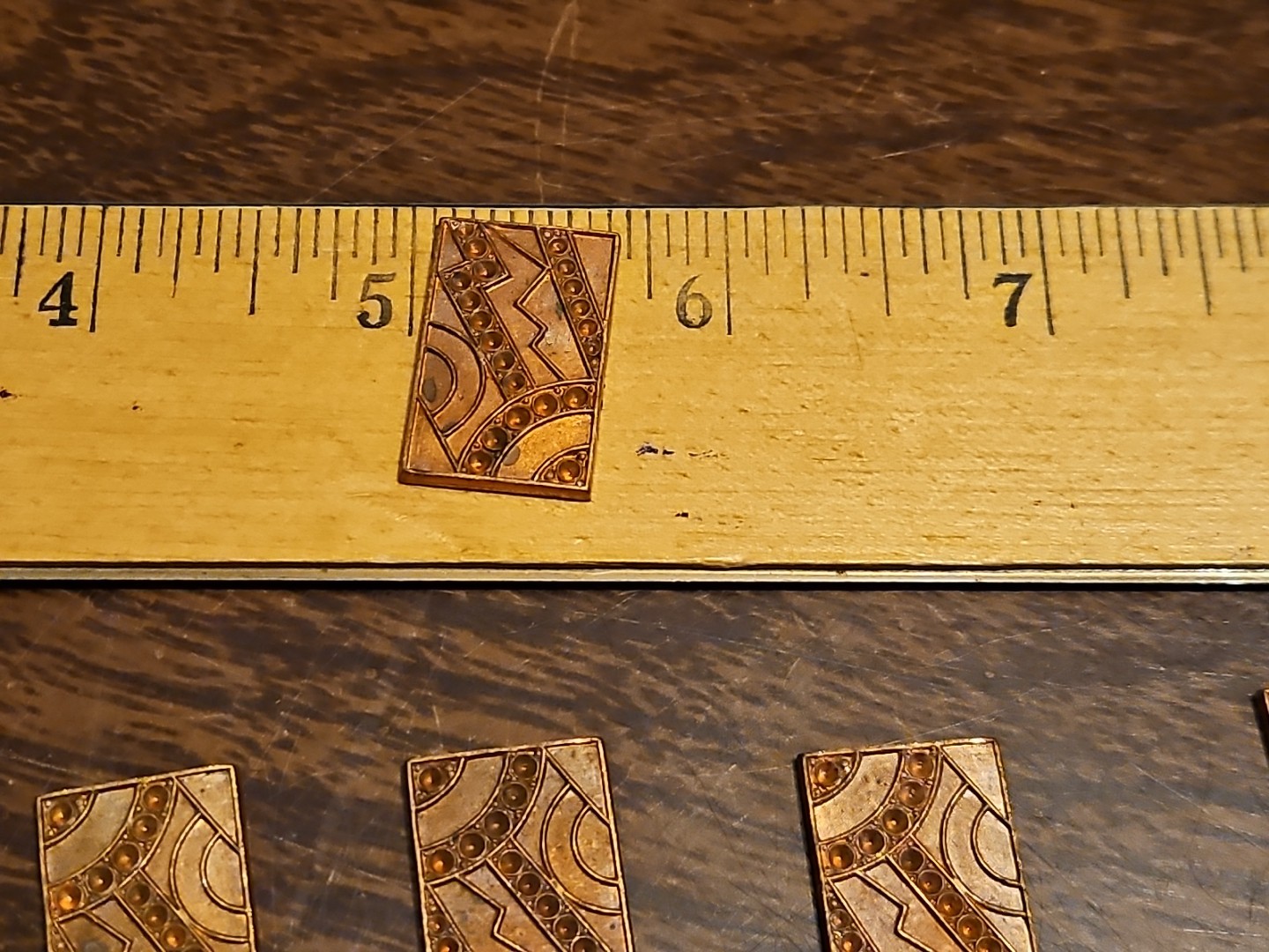 Lot Of 10 Studded Rectangle France Vintage 60s Brass Stampings Findings Jewelry