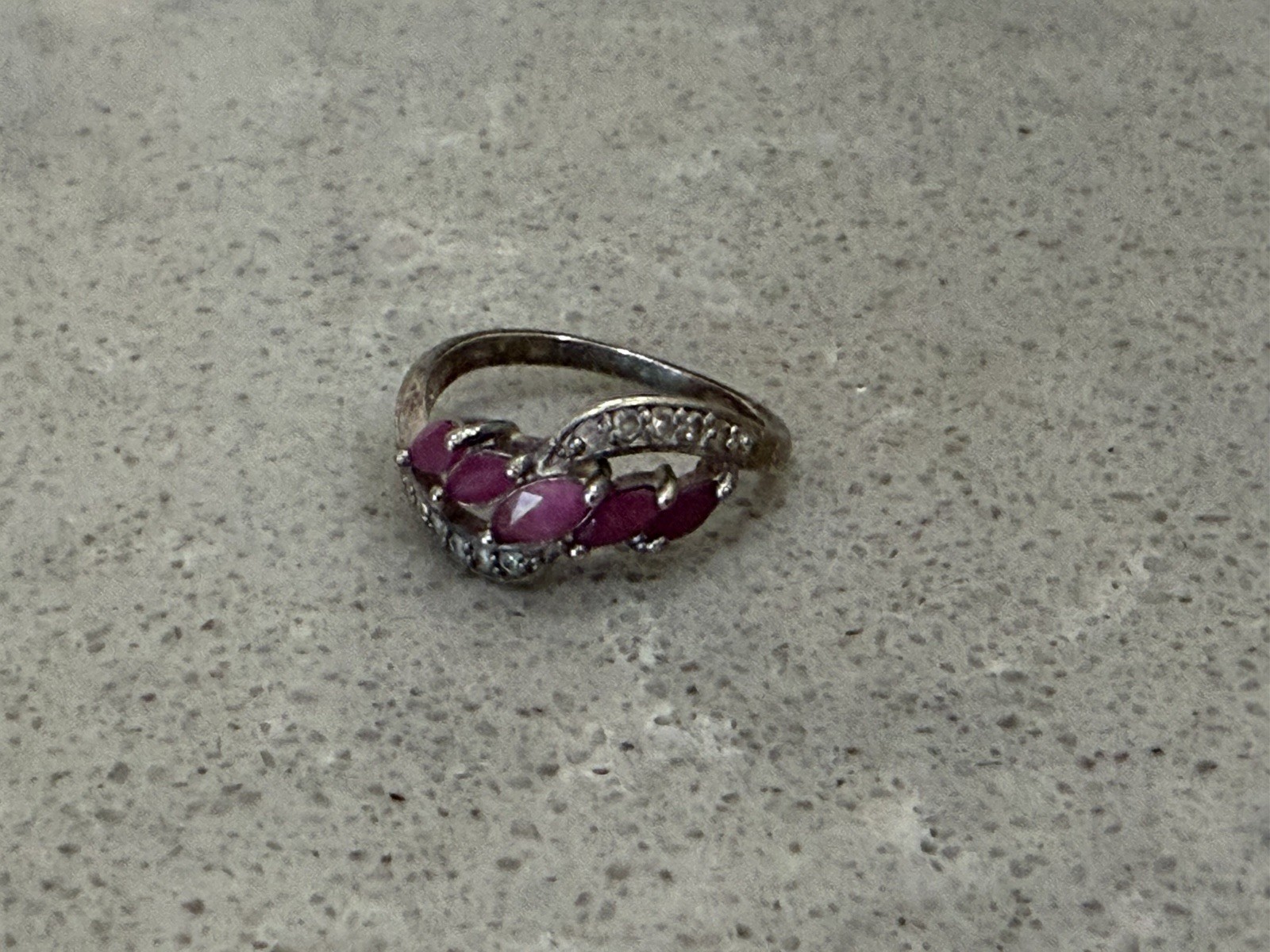 Vintage 925 Sterling Silver Ruby Ring Size 6.75