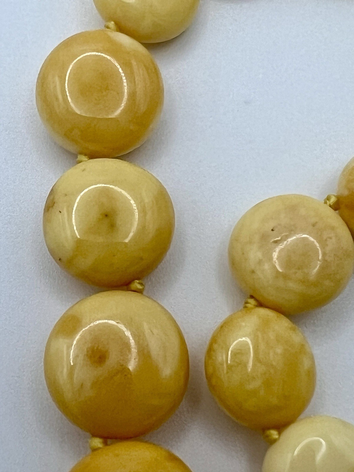 Butterscotch/Egg Yolk Baltic Amber Disk Bead 17-3/4” Necklace 20.8g