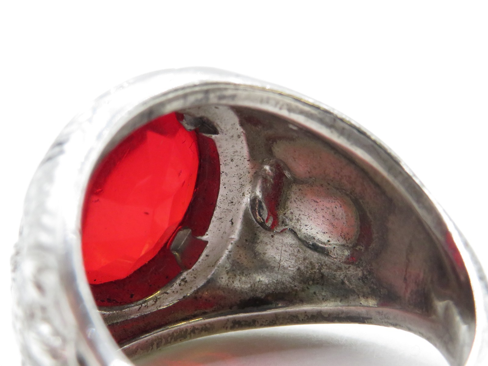 VINTAGE STERLING SILVER CREST CRAFT RED STONE UNITED STATES ARMY RING SIZE 9**