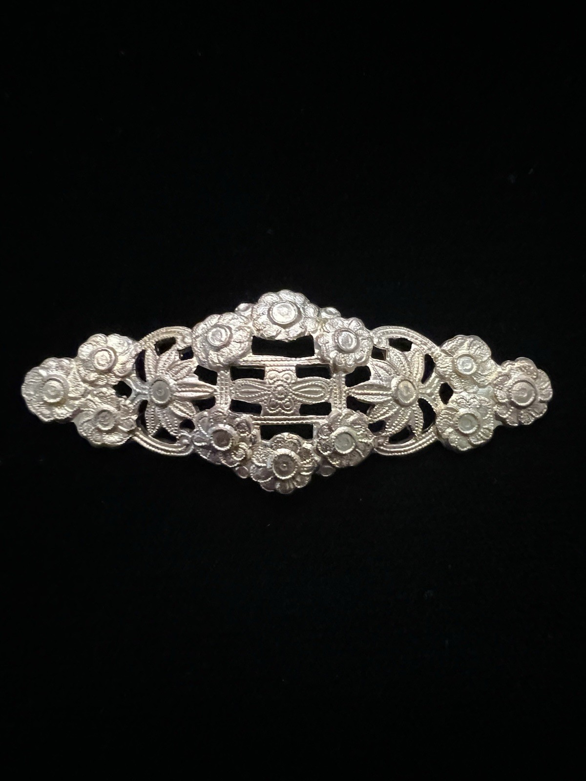 Vintage Floral Brass Stamping for Brooch/Pin/ Barrette Jewelry Making NOS