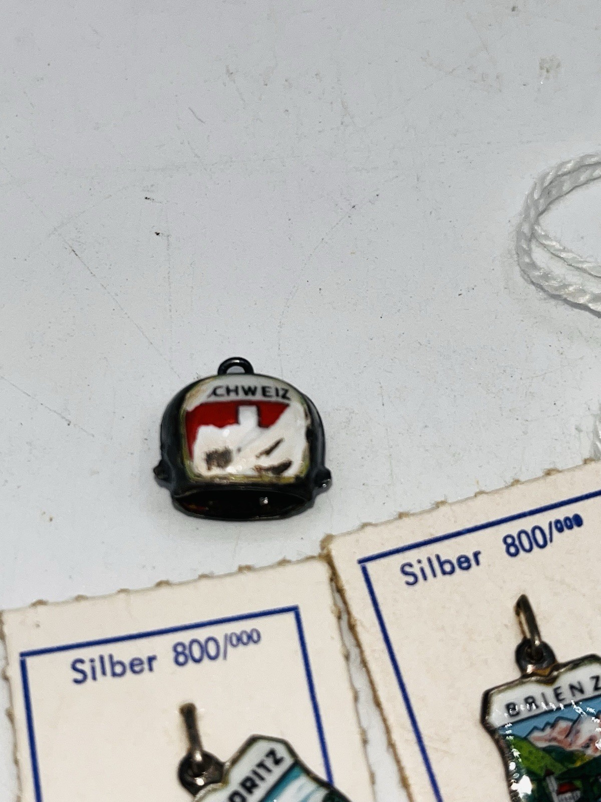vintage – Silver Travel Shields – Vintage – ENAMEL CHARMS lot of 6