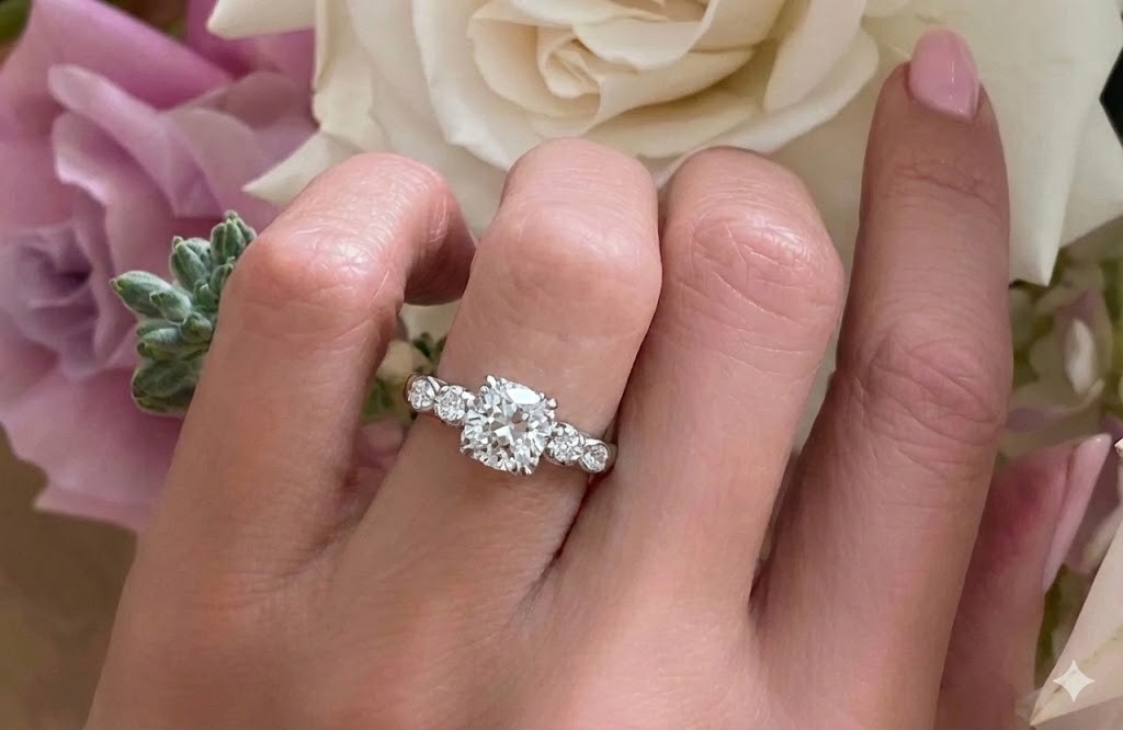 Vintage 14k White Gold Engagement Ring 1.01ct. Natural Round Cut Diamond